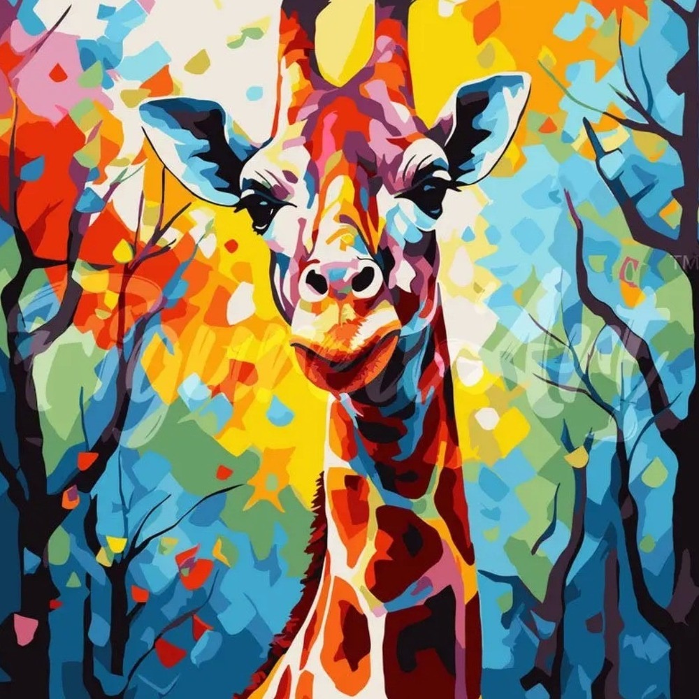 Figured'Art Colorful Giraffe Paint by Numbers Kit DIY Acrylic Canvas 16x20
